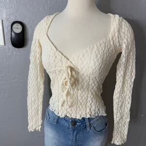 Edikted Laila Textured Lacey Top, beige, XS